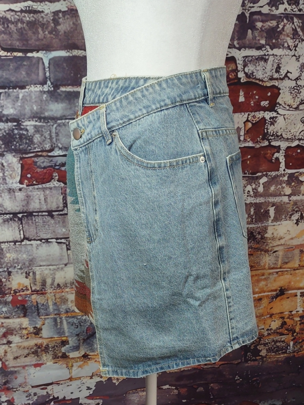Miss Sparkling Southwestern Inspired Denim Wrap Skirt - Picture 2 of 9